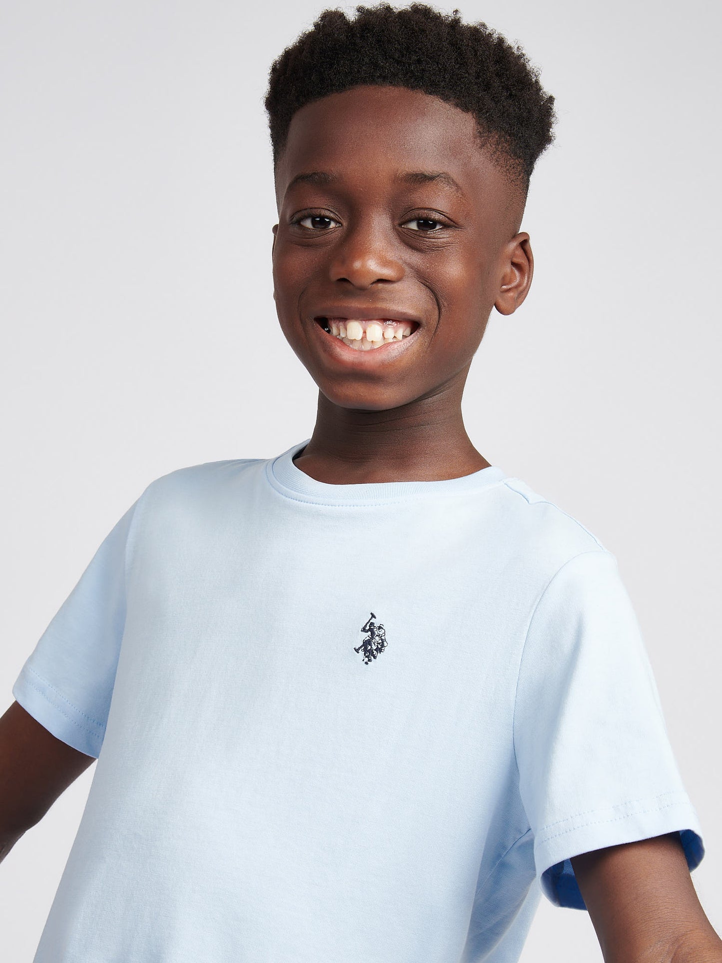 Boys Double Horsemen T- Shirt in Chambray Blue