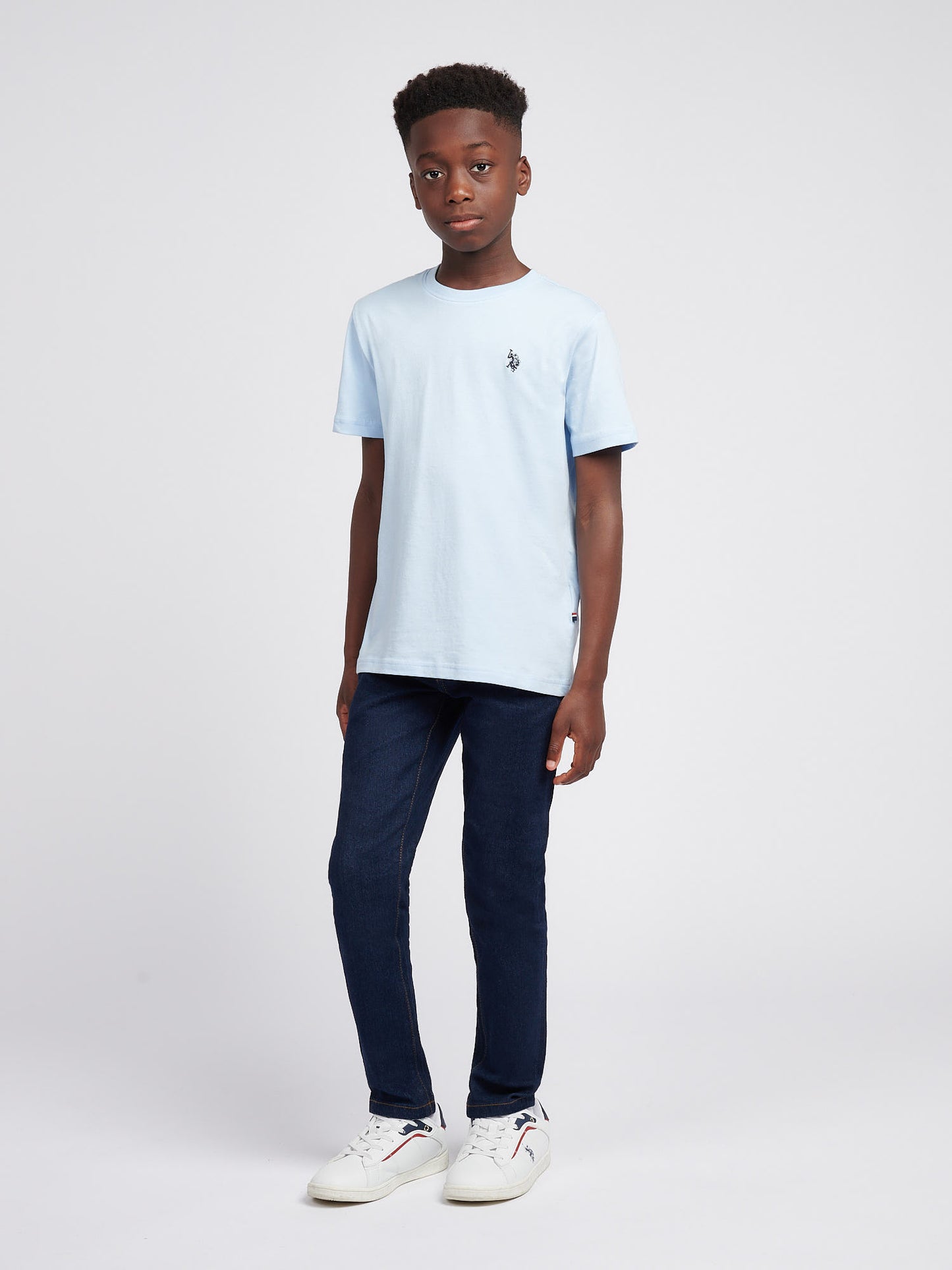 Boys Double Horsemen T- Shirt in Chambray Blue