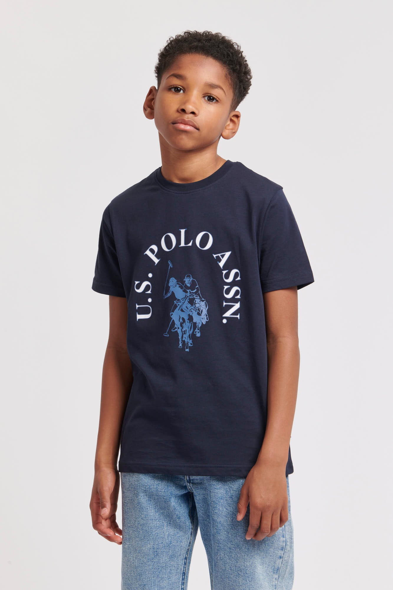 Boys Chest Graphic T-Shirt in Dark Sapphire Navy