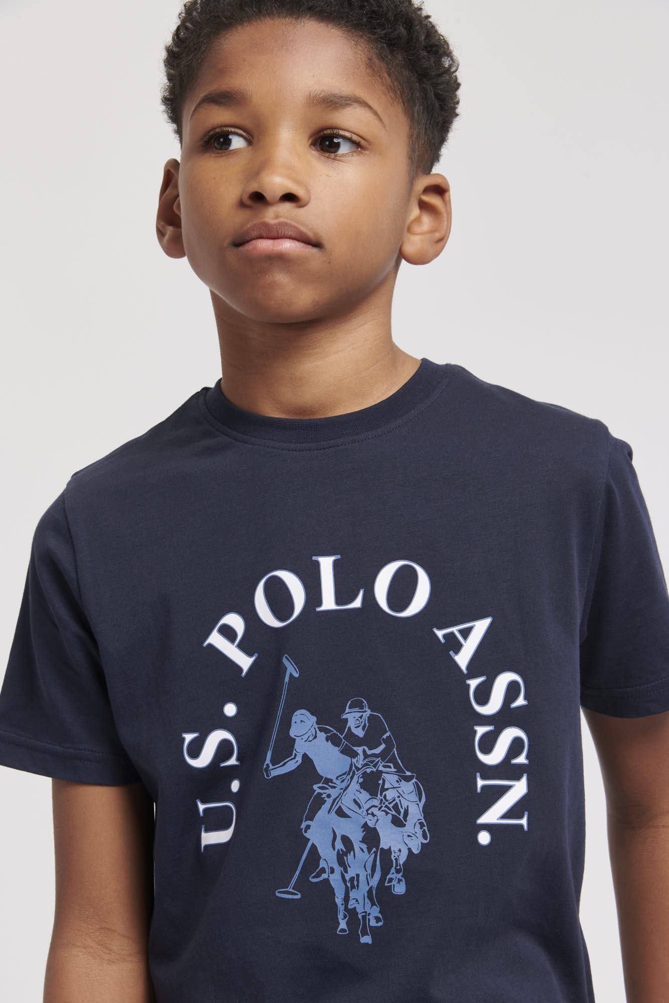 Boys Chest Graphic T-Shirt in Dark Sapphire Navy