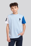 Boys Player 3 Colourblock T-Shirt in Cashmere Blue
