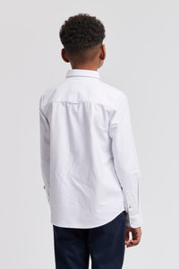 Boys Peached Oxford Shirt in Bright White