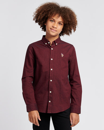 Boys Oxford Shirt in Tibetan Red