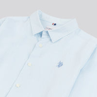 Boys Linen Blend Shirt in Ice Blue