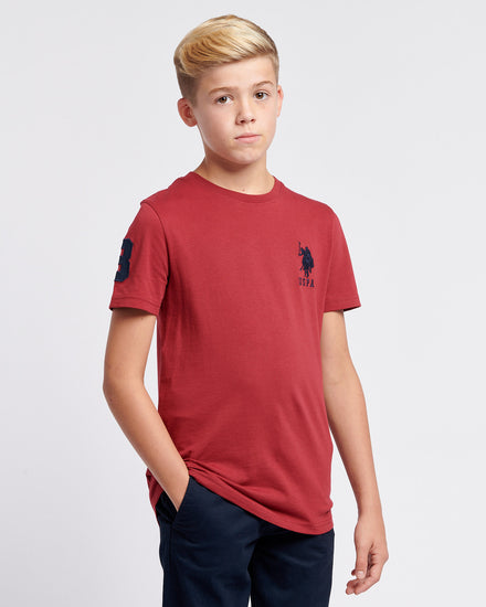 Boys Player 3 T-Shirt in Tibetan Red