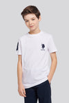 Boys Player 3 T-Shirt in White / Dark Sapphire Navy DHM