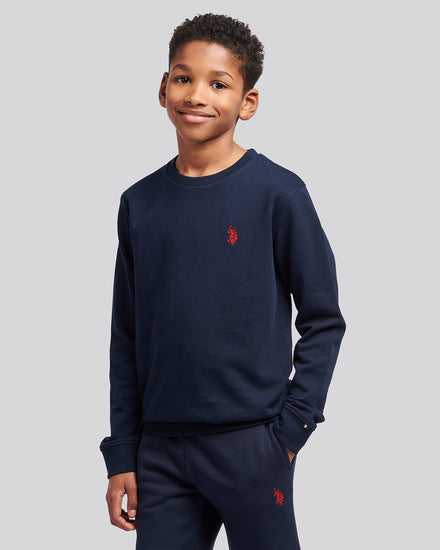 Boys Double Horsemen Crew in Dark Sapphire Navy / Haute Red DHM