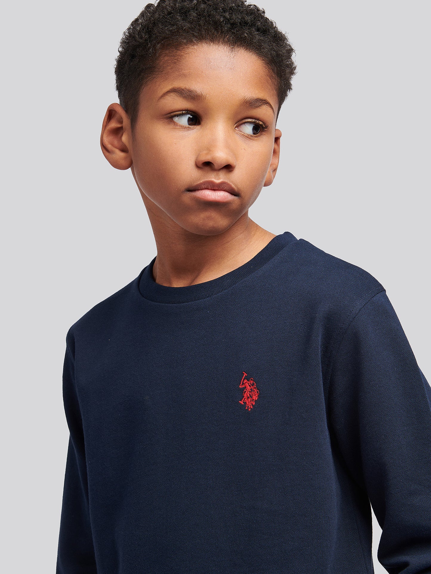 Boys Double Horsemen Crew in Dark Sapphire Navy / Haute Red DHM