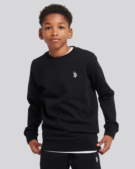 Boys Double Horsemen Crew in Black Bright White DHM