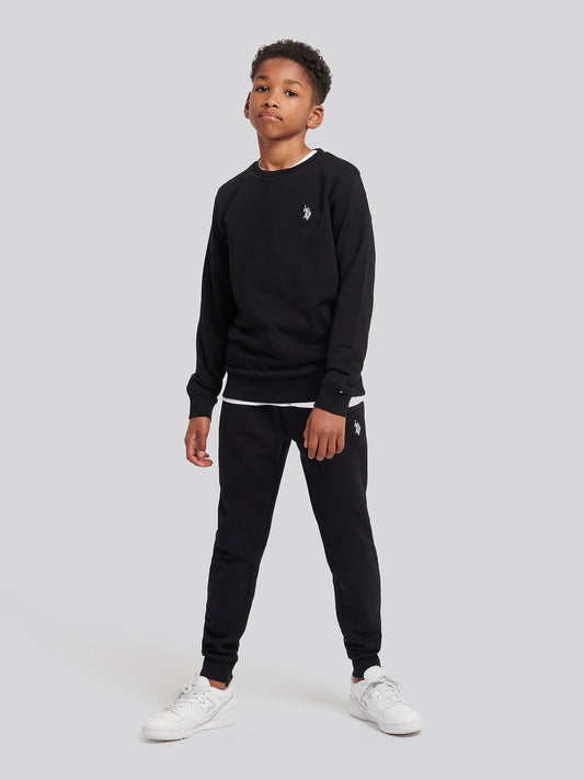 Boys Double Horsemen Crew in Black Bright White DHM