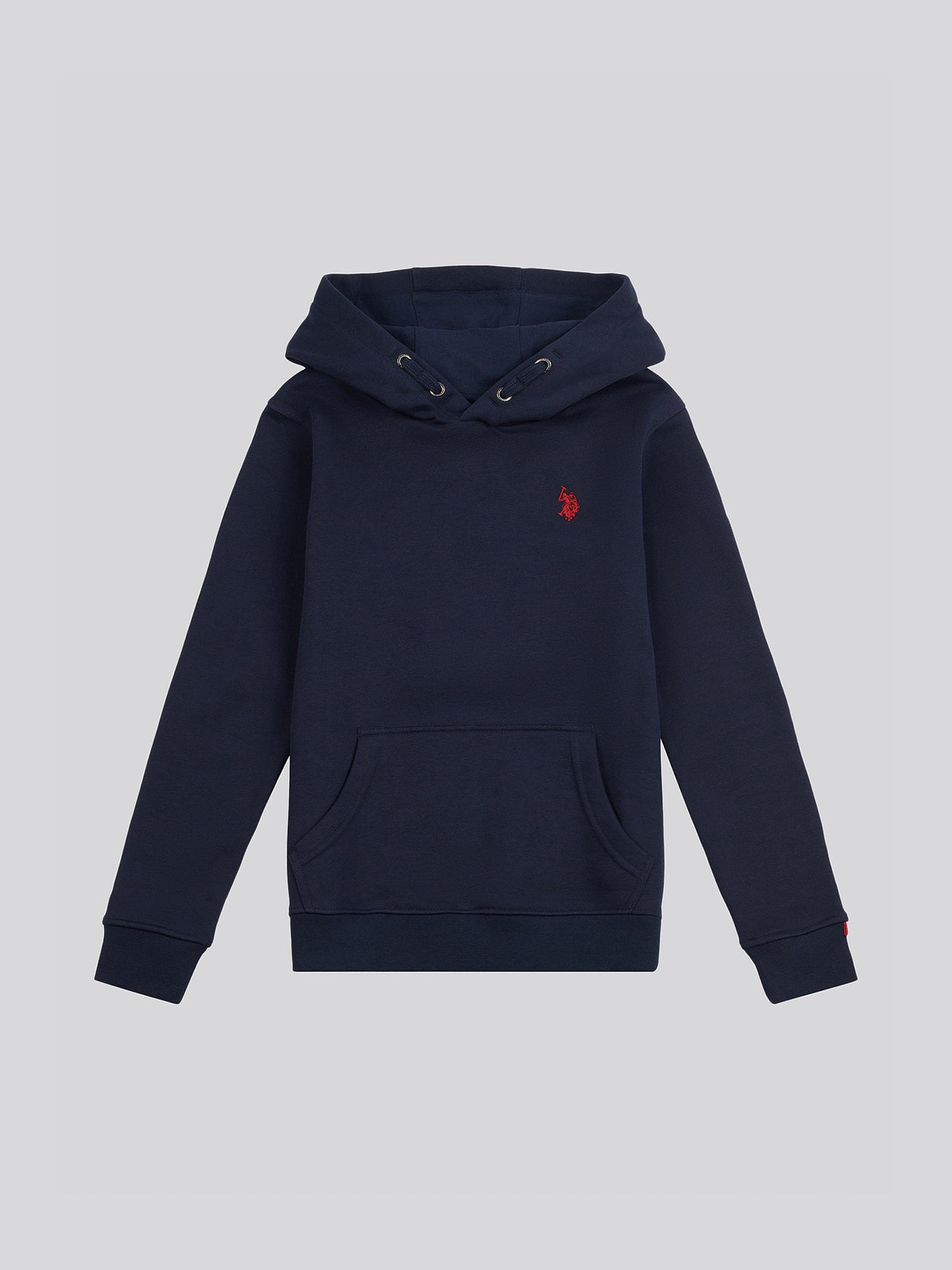Boys Double Horsemen Brush Back Hoodie in Dark Sapphire Navy / Haute Red DHM