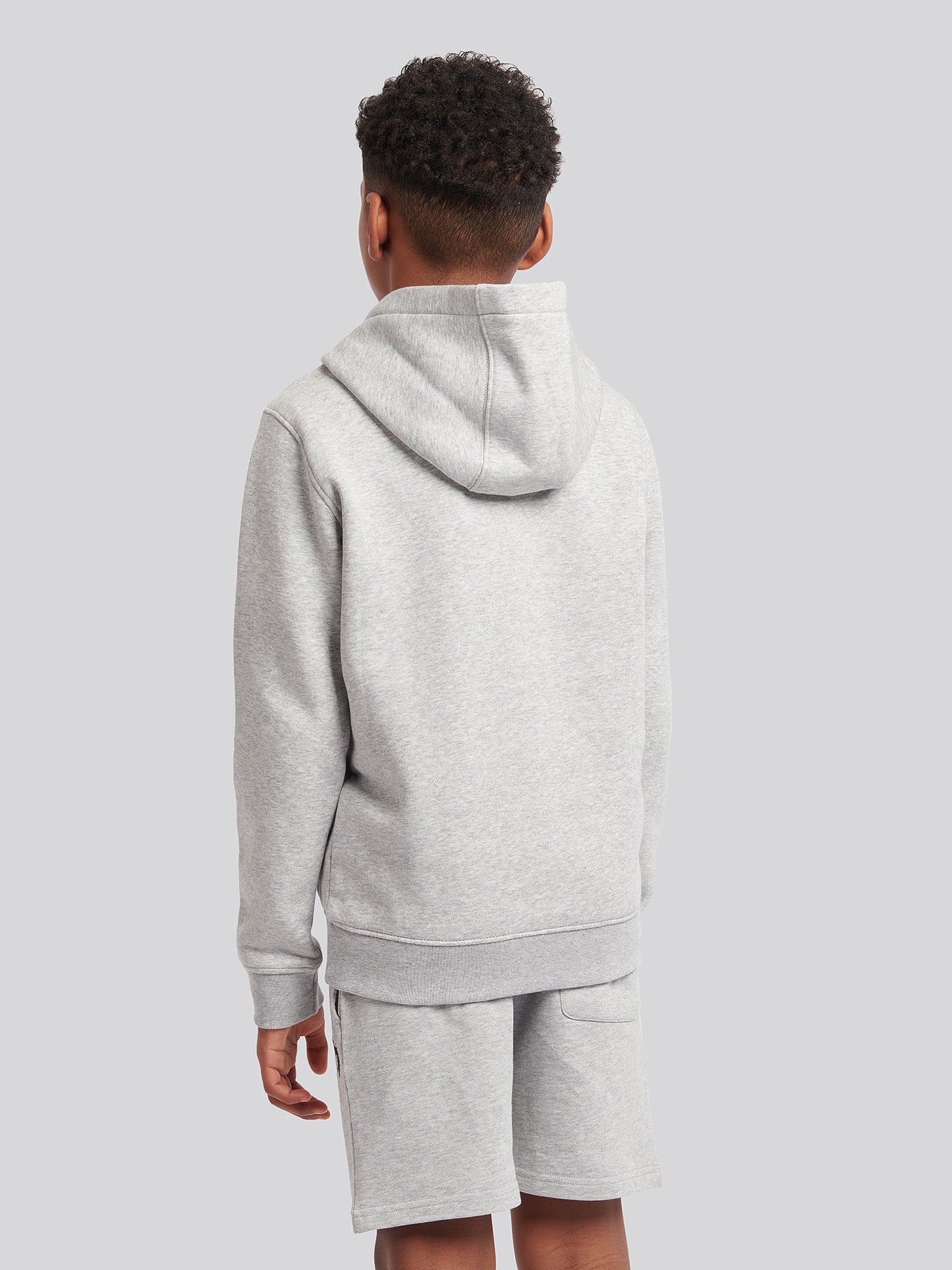 Boys Double Horsemen Brush Back Hoodie in Mid Grey Marl
