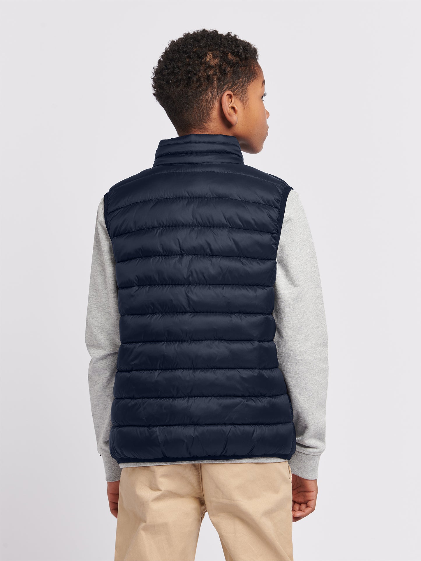 Boys Bound Quilted Gilet in Dark Sapphire Navy / Haute Red DHM