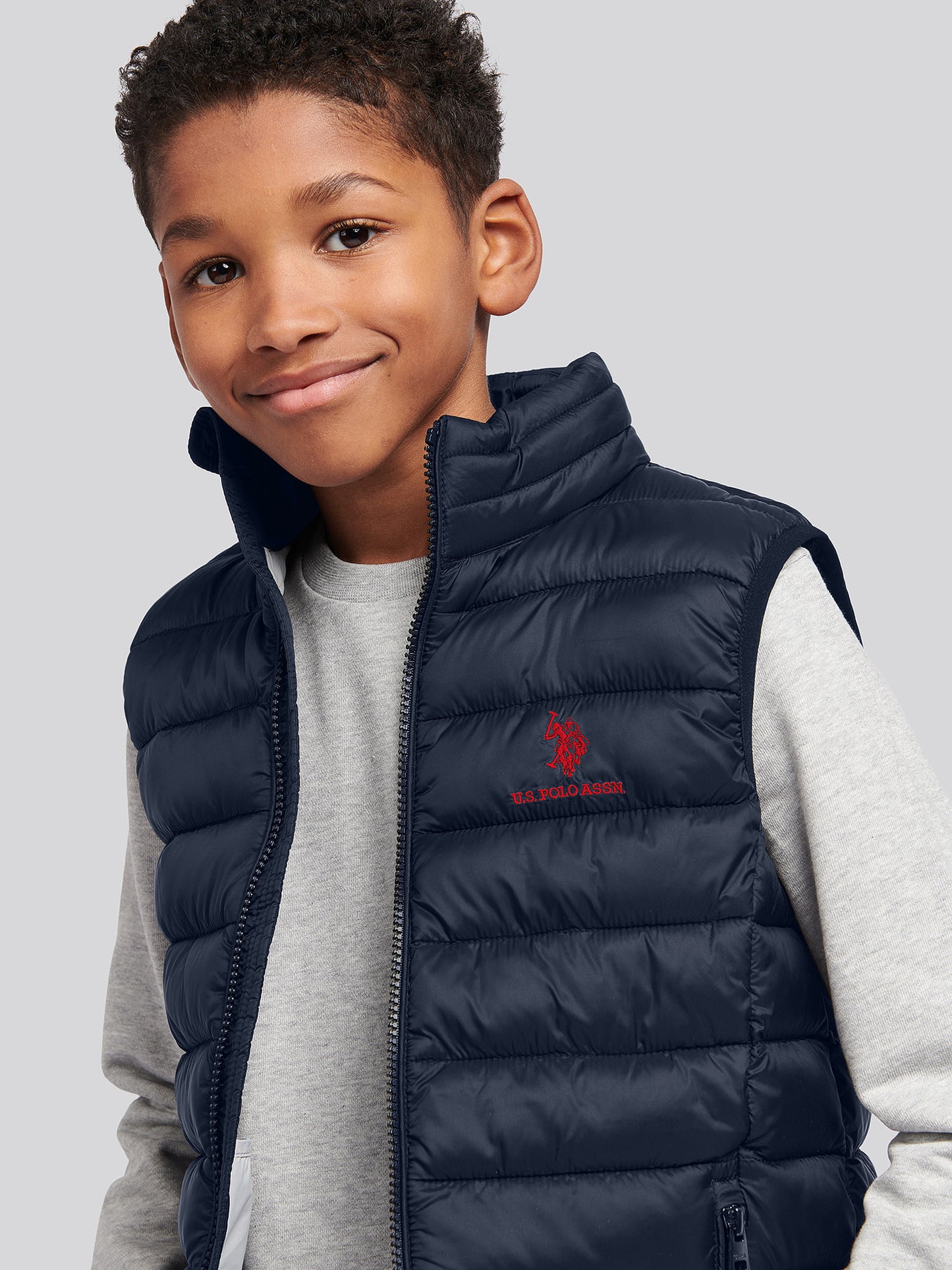 Boys Bound Quilted Gilet in Black Bright White DHM