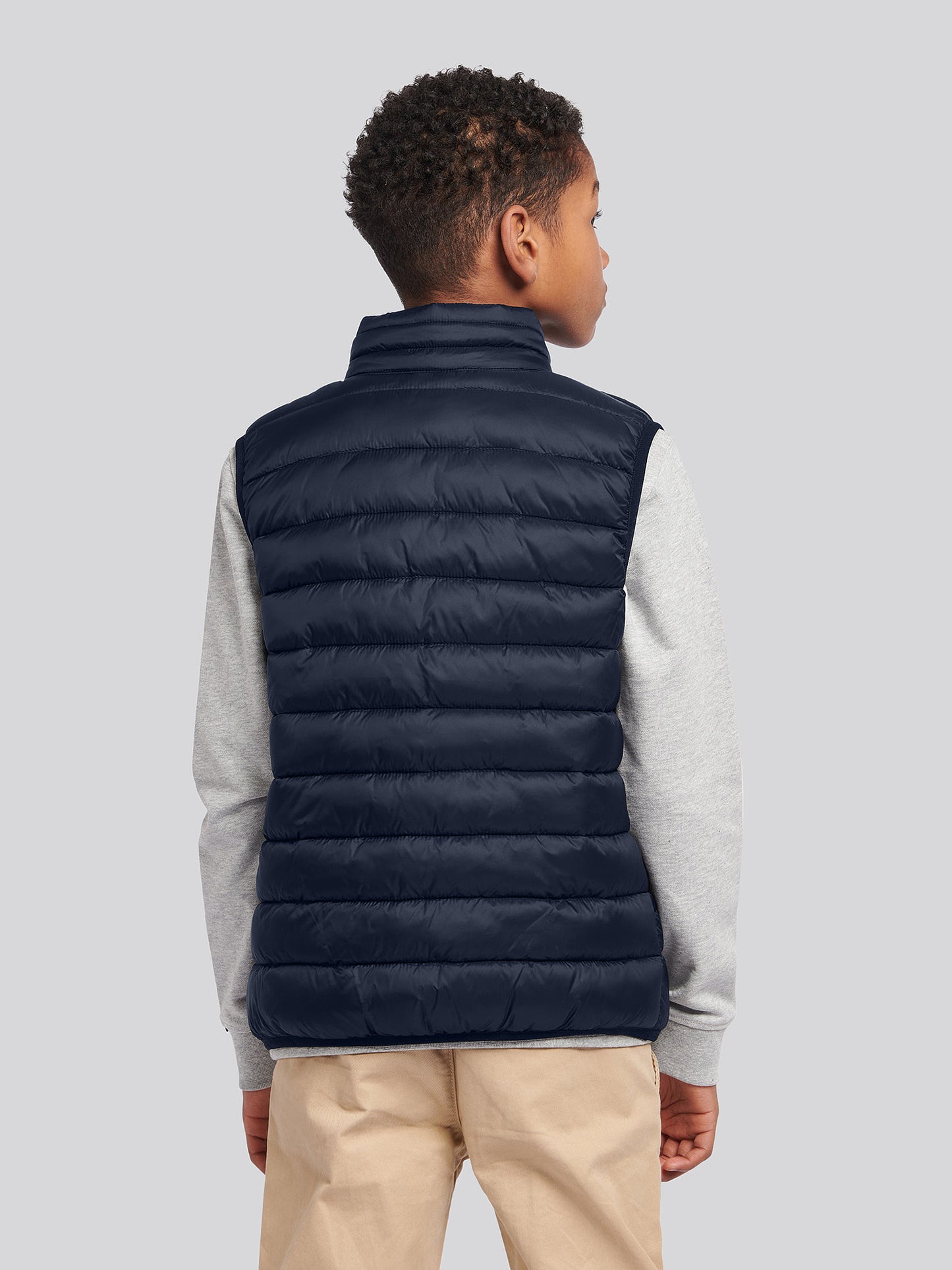 Boys Bound Quilted Gilet in Black Bright White DHM