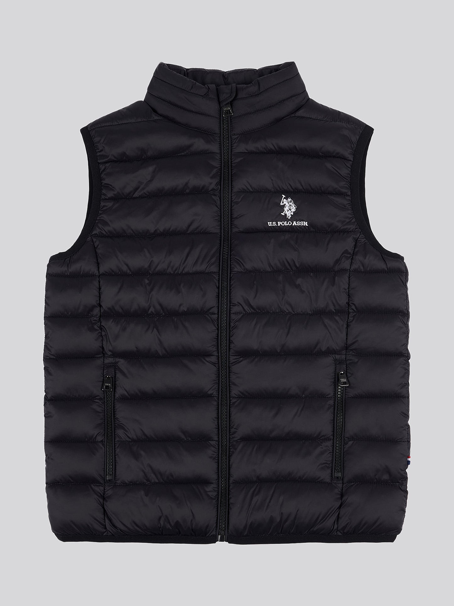 Boys Bound Quilted Gilet in Black Bright White DHM