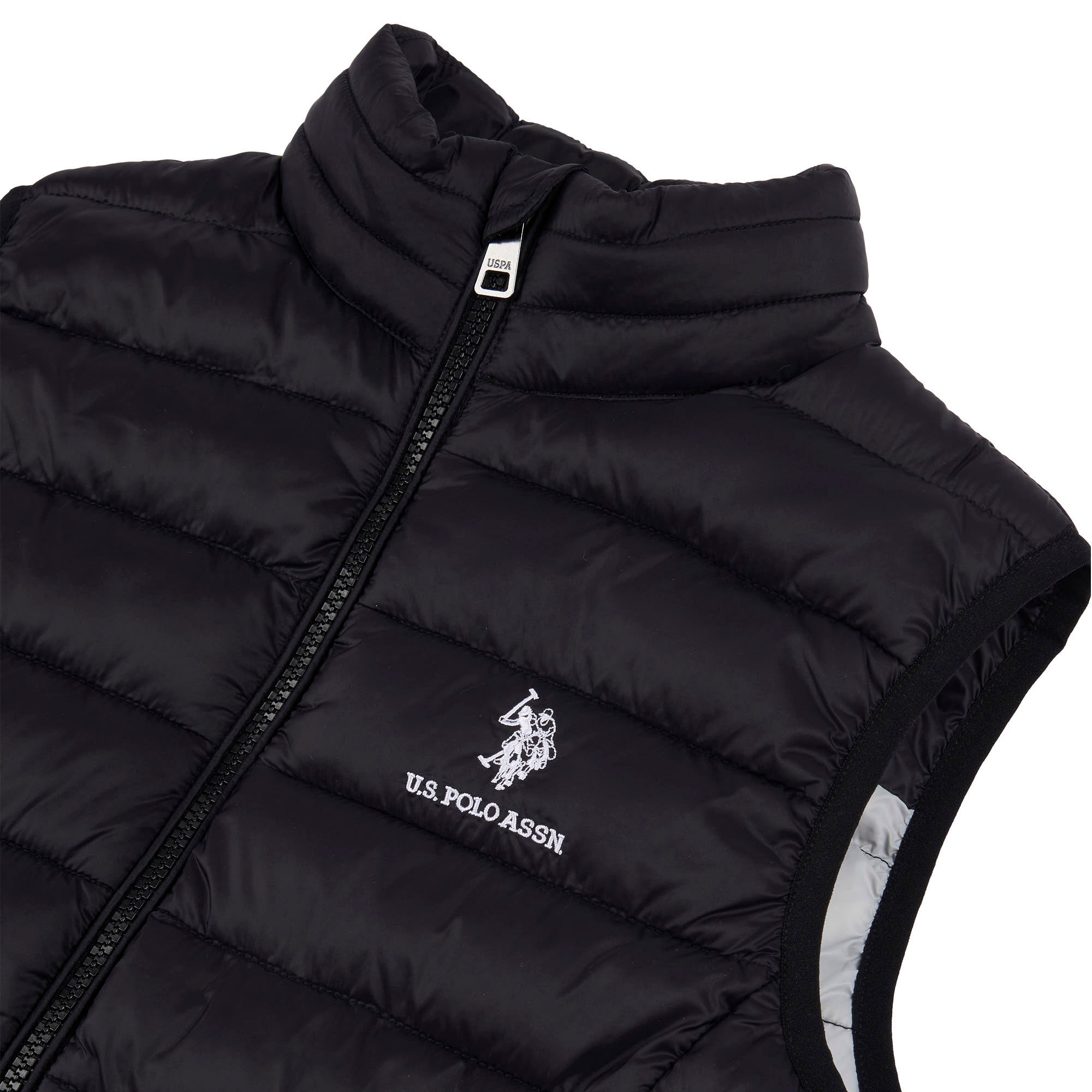 Boys Bound Quilted Gilet in Black Bright White DHM