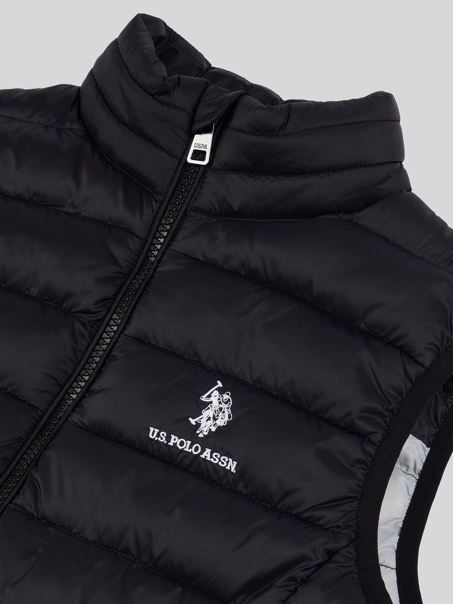 Boys Bound Quilted Gilet in Black Bright White DHM