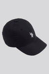 Boys Washed Canvas Cap in Black Bright White DHM