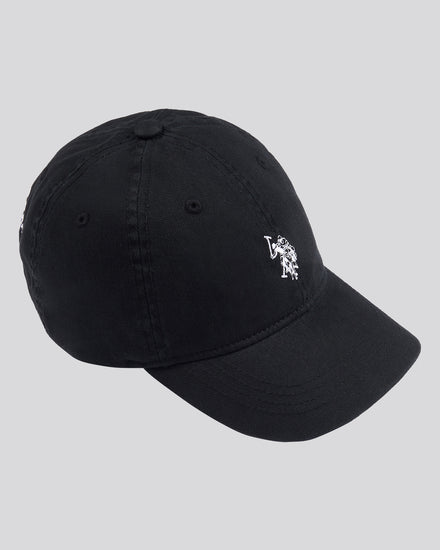Boys Washed Canvas Cap in Black Bright White DHM