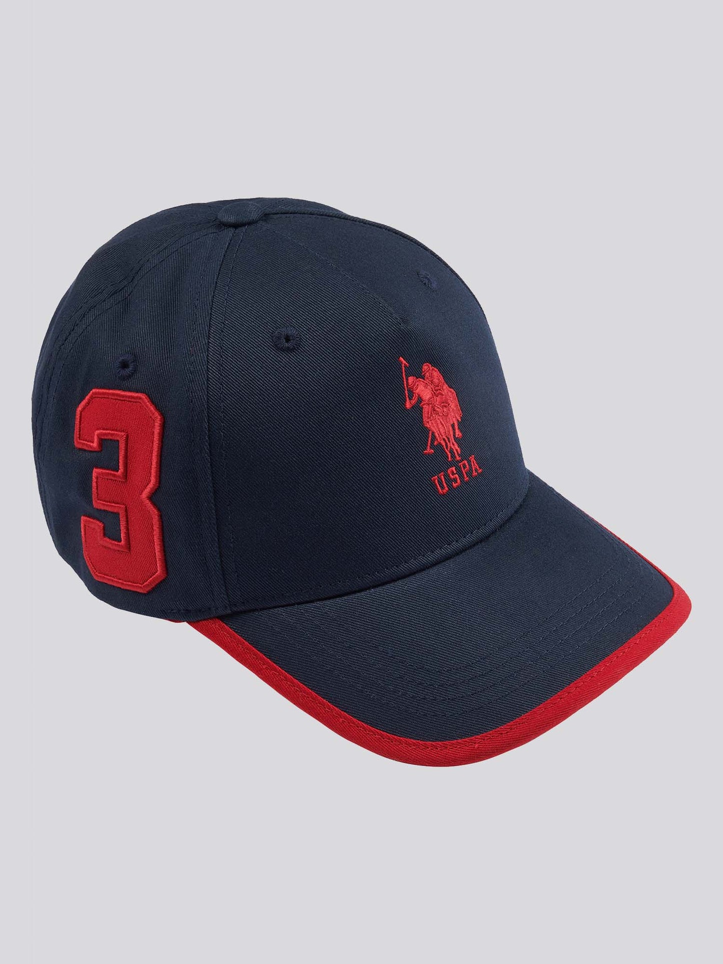 Boys Player 3 Baseball Cap in Dark Sapphire Navy / Haute Red DHM