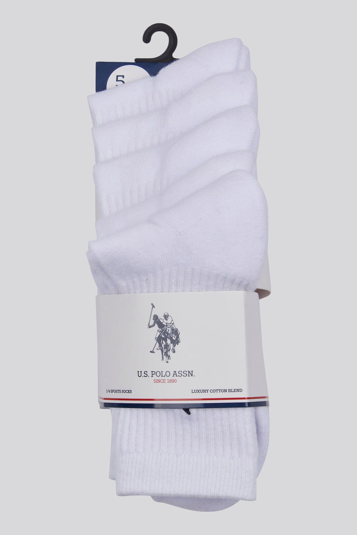 Five Pack Quarter Sports Socks in Bright White