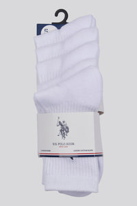 Five Pack Quarter Sports Socks in Bright White