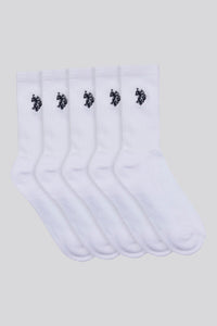 Five Pack Classic Sports Socks in Bright White