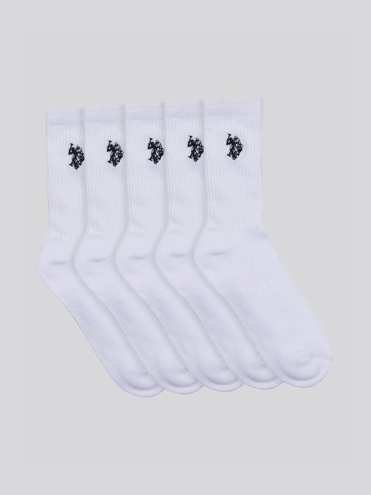 Five Pack Classic Sports Socks in Bright White