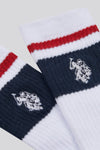 Three Pack Brand Stripe Sports Socks in Bright White