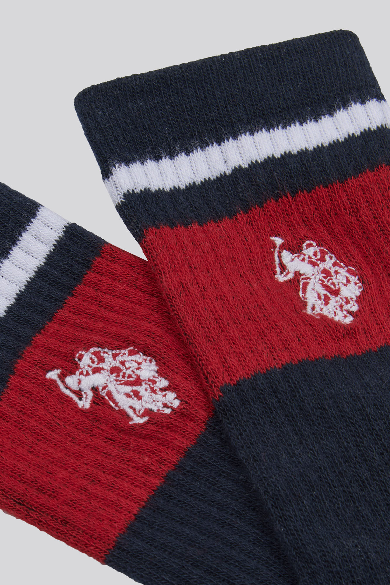 Three Pack Brand Stripe Sports Socks in Dark Sapphire Navy