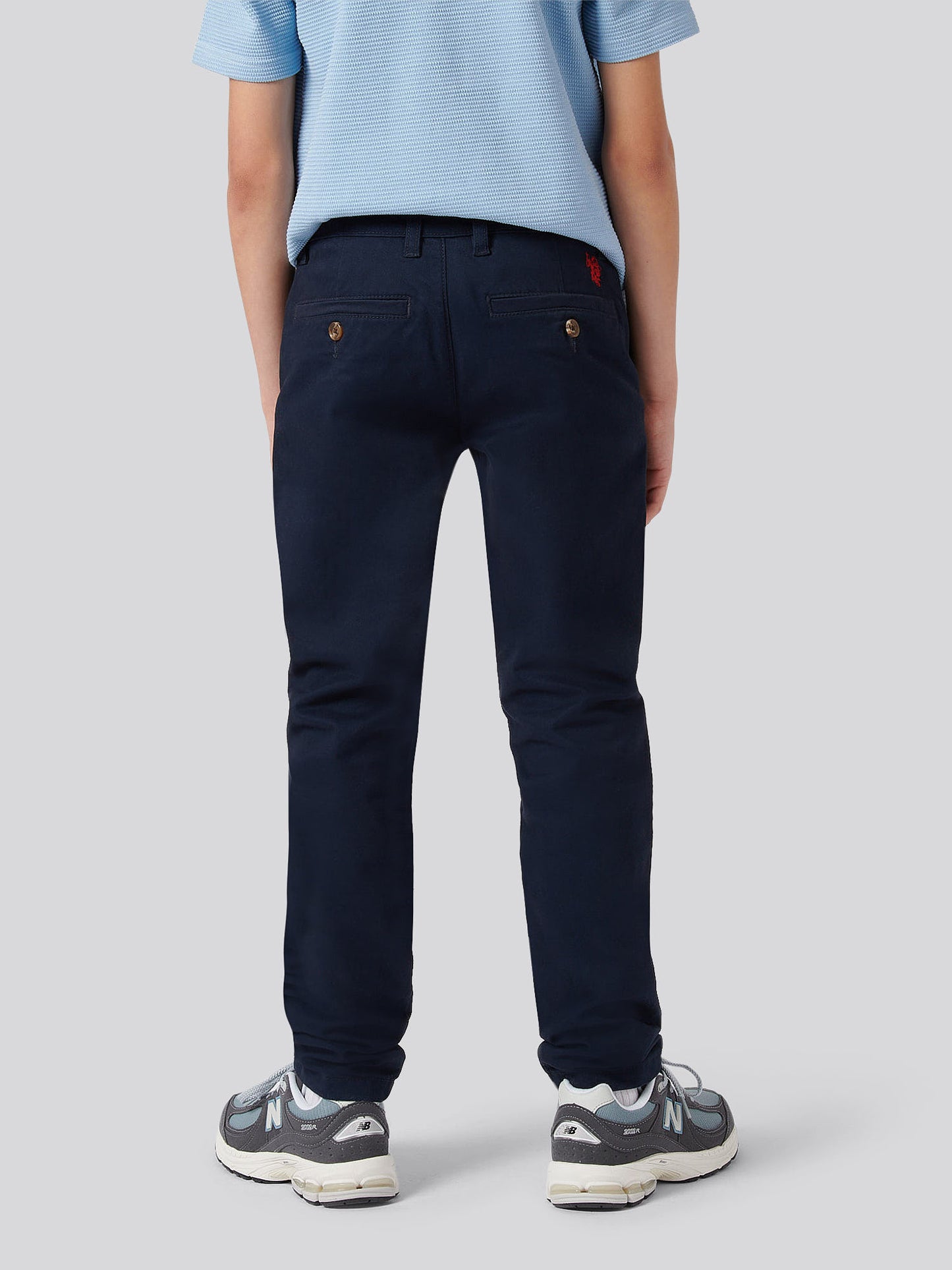 Boys Classic Chino in Dark Sapphire Navy / Haute Red DHM