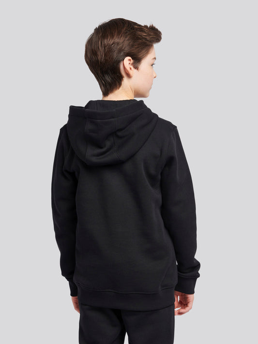 Boys Double Horsemen Zip Hoodie in Black Bright White DHM