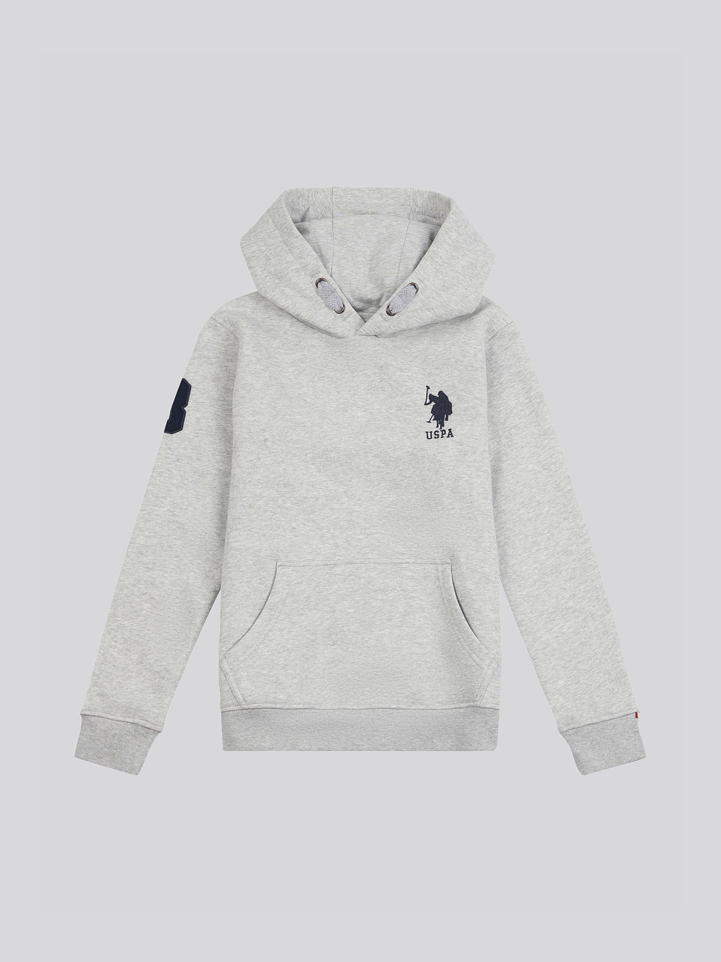Boys Player 3 Brush Back Hoodie in Mid Grey Marl