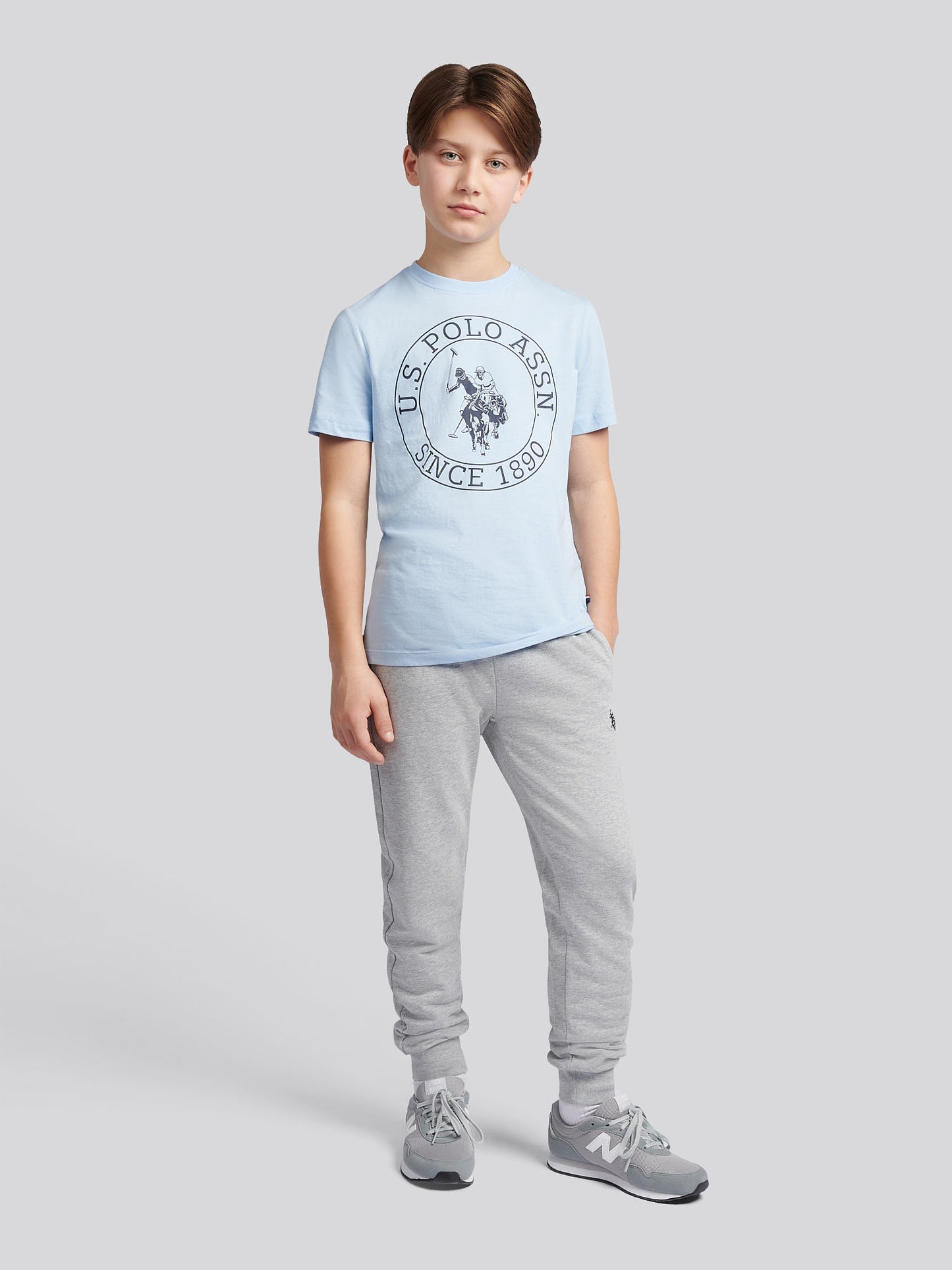 Boys Double Horsemen Jogger in Mid Grey Marl
