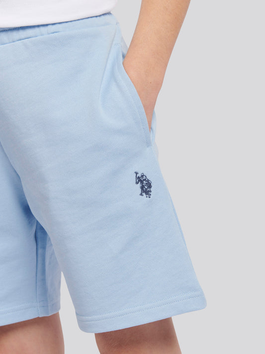Boys Double Horsemen Sweat Short in Chambray Blue