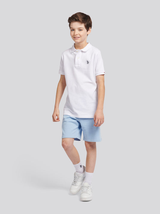 Boys Double Horsemen Sweat Short in Chambray Blue