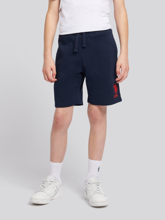 Boys Player 3 Sweat Short in Dark Sapphire Navy / Haute Red DHM