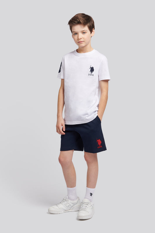 Boys Player 3 Sweat Short in Dark Sapphire Navy / Haute Red DHM