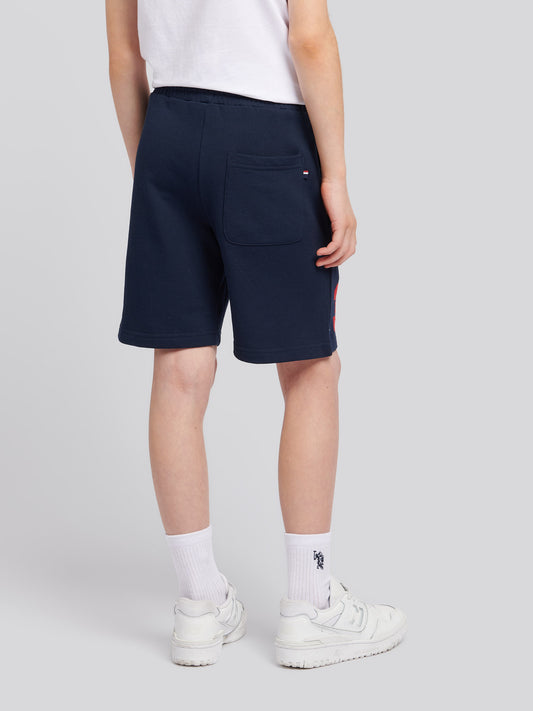 Boys Player 3 Sweat Short in Dark Sapphire Navy / Haute Red DHM