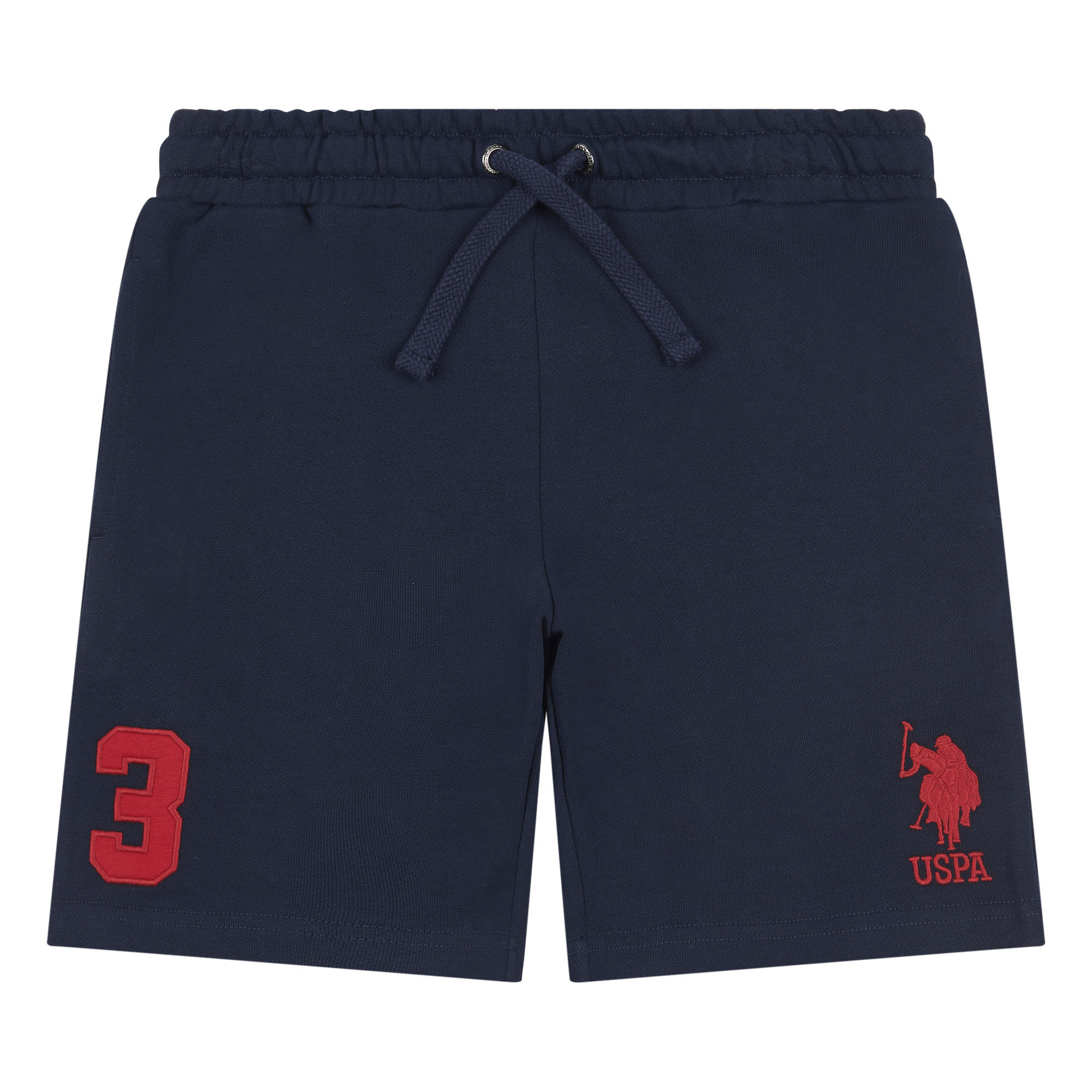 Boys Player 3 Sweat Shorts in Dark Sapphire Navy / Haute Red DHM