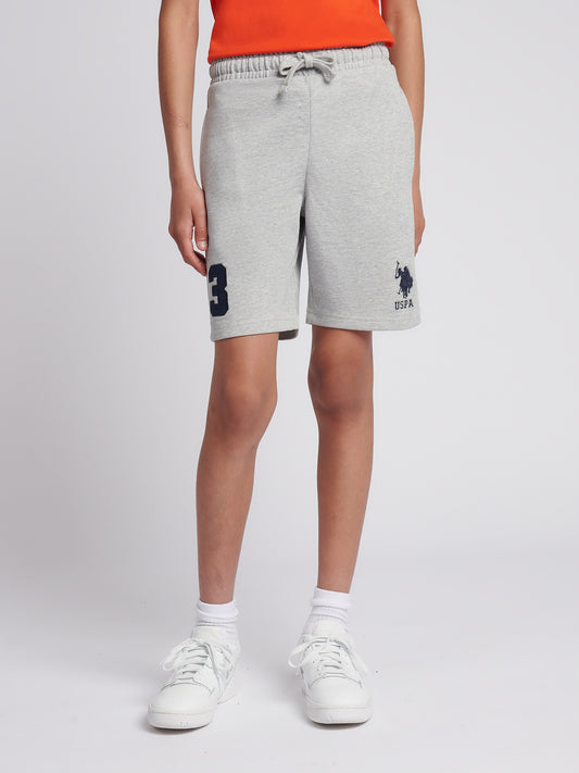 Boys Player 3 Sweat Short in Mid Grey Marl