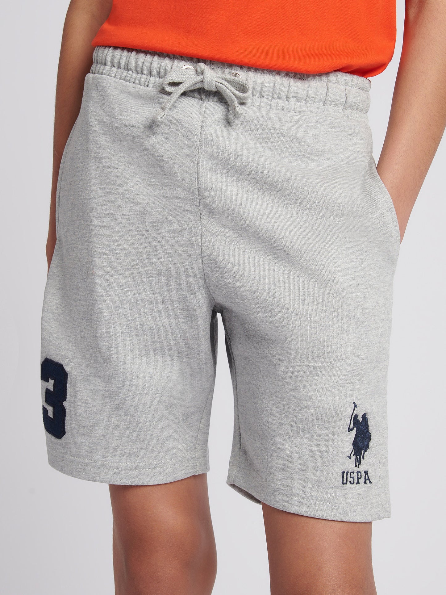 Boys Player 3 Sweat Short in Mid Grey Marl