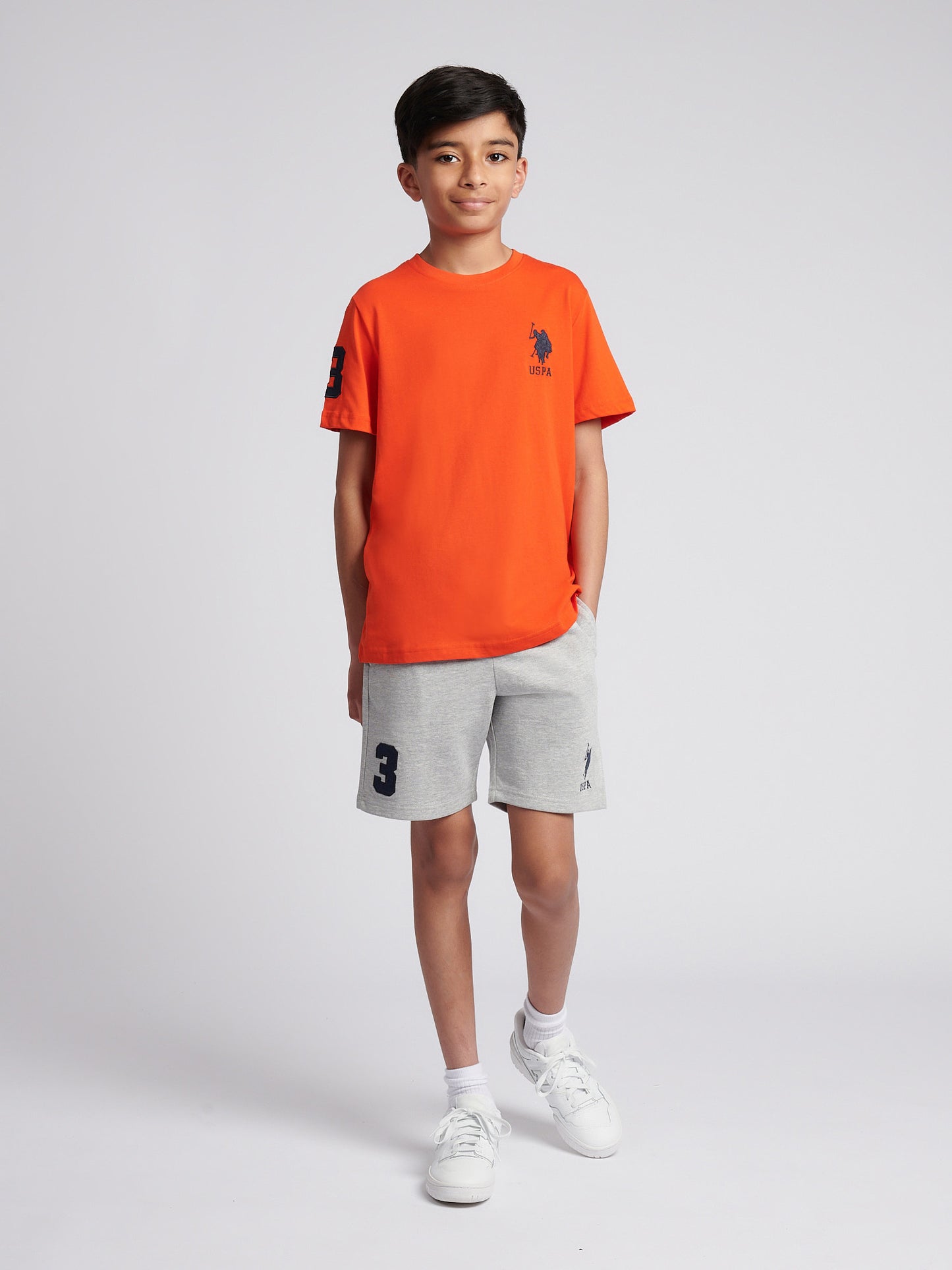 Boys Player 3 Sweat Short in Mid Grey Marl