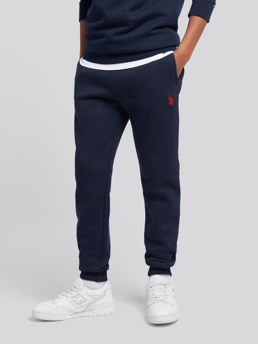 Boys Double Horsemen Joggers in Dark Sapphire Navy / Haute Red DHM
