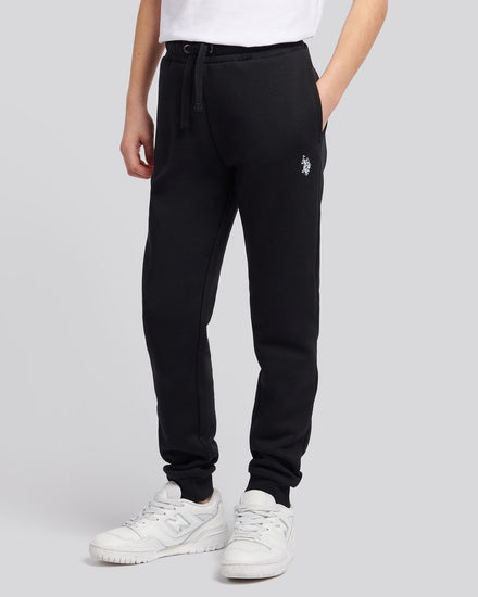 Boys Double Horsemen Joggers in Black Bright White DHM