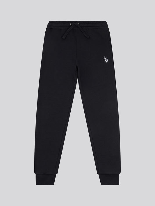 Boys Double Horsemen Joggers in Black Bright White DHM