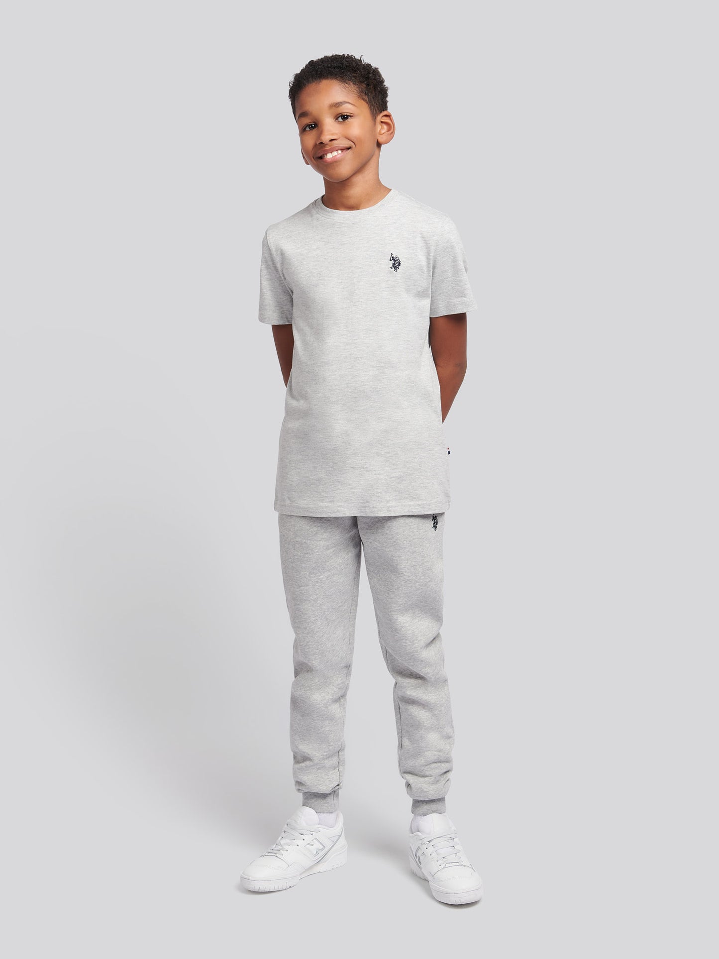 Boys Double Horsemen Joggers in Mid Grey Marl