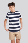 Boys Classic Stripe T-Shirt in Dark Sapphire Navy
