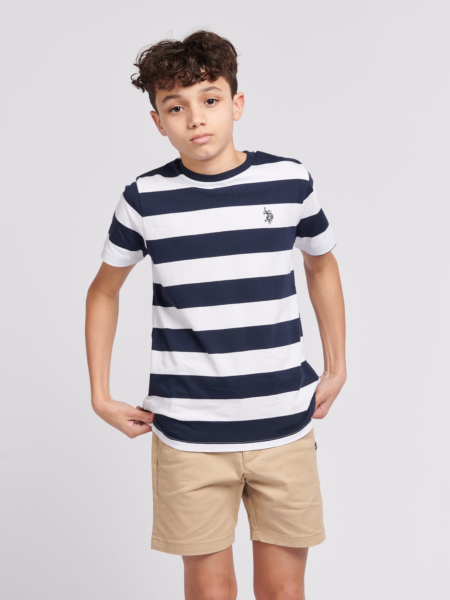 Boys Classic Stripe T-Shirt in Dark Sapphire Navy